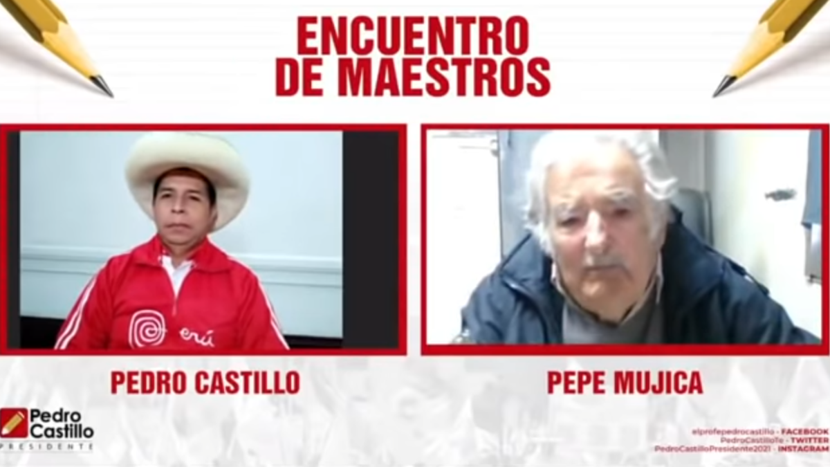 Perú: Pepe Mujica dialogó con Pedro Castillo a quien recomendó evitar el odio y apostar por la esperanza
