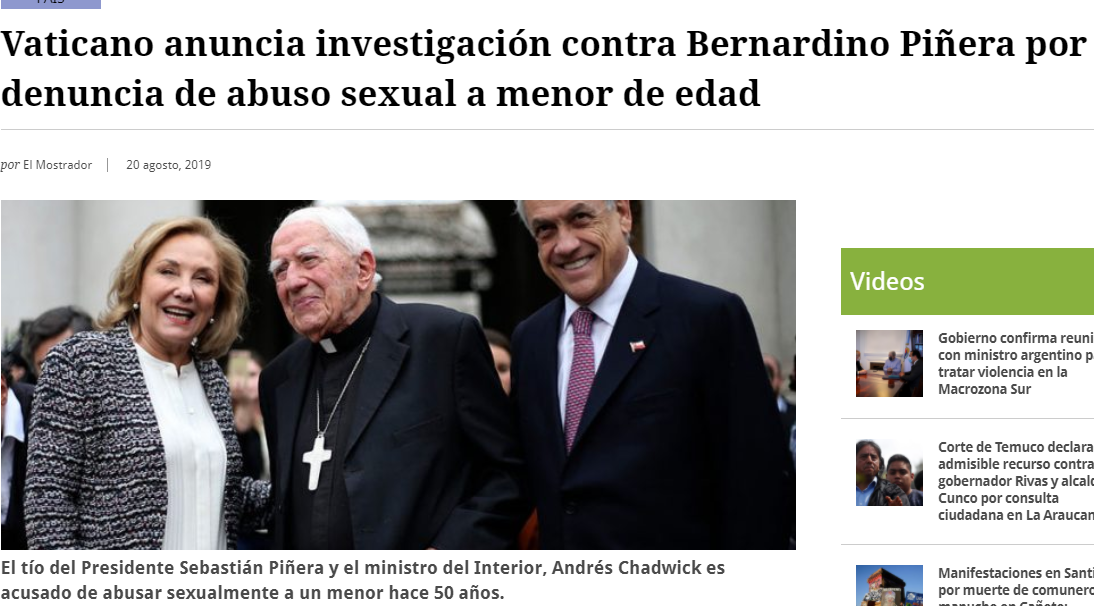 Helmut Kramer: «Desde el año pasado hay una acusación de abuso sexual contra Bernardino Piñera»